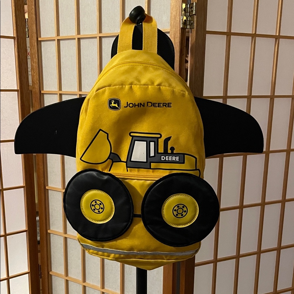 John Deere Yellow and Black Loader Toddler  Backpack